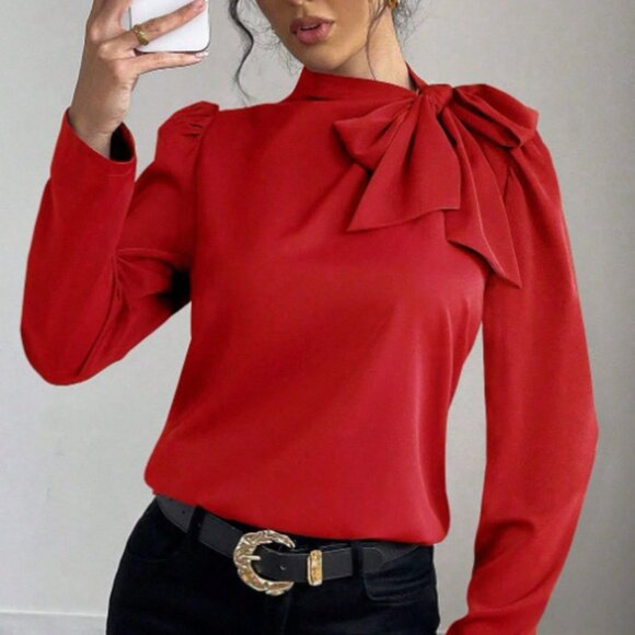 Tops - Bow-Tie Long Sleeve Blouse